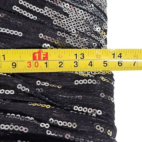 Vintage Roberta Sequin Cocktail Mini Dress Sweetheart Silver Black Size 7/8 - Picture 8 of 11